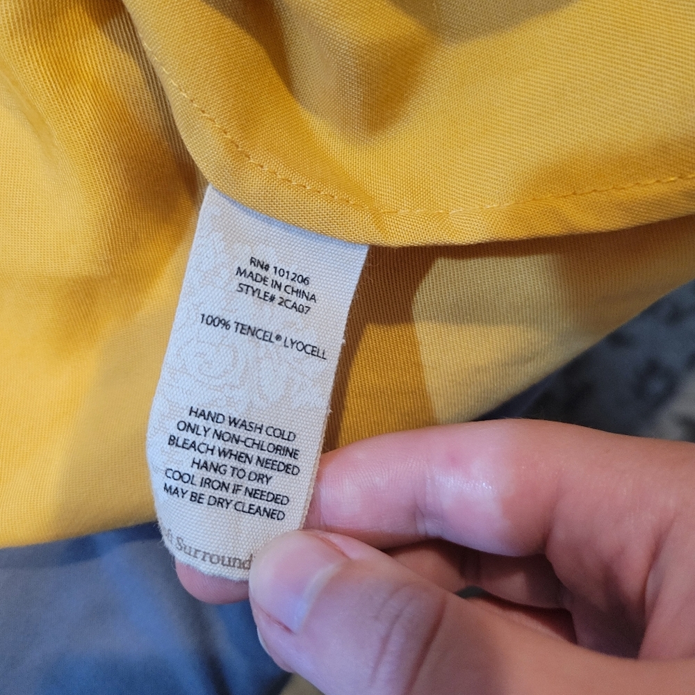 Soft Surroundings Yellow Lyocell Button Up V Neck Long Sleeve Tunic | Small - Picture 9 of 10